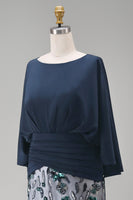 Load image into Gallery viewer, Sparkly Navy Sequin Mermaid Long Floral Mother of the Bride Dress