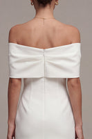 Load image into Gallery viewer, White Off the Shoulder Tight Short Bridal Shower Dress with Bow