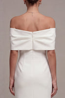 Load image into Gallery viewer, White Sheath Off the Shoulder Beach Maxi Bridal Shower Dress with Bow