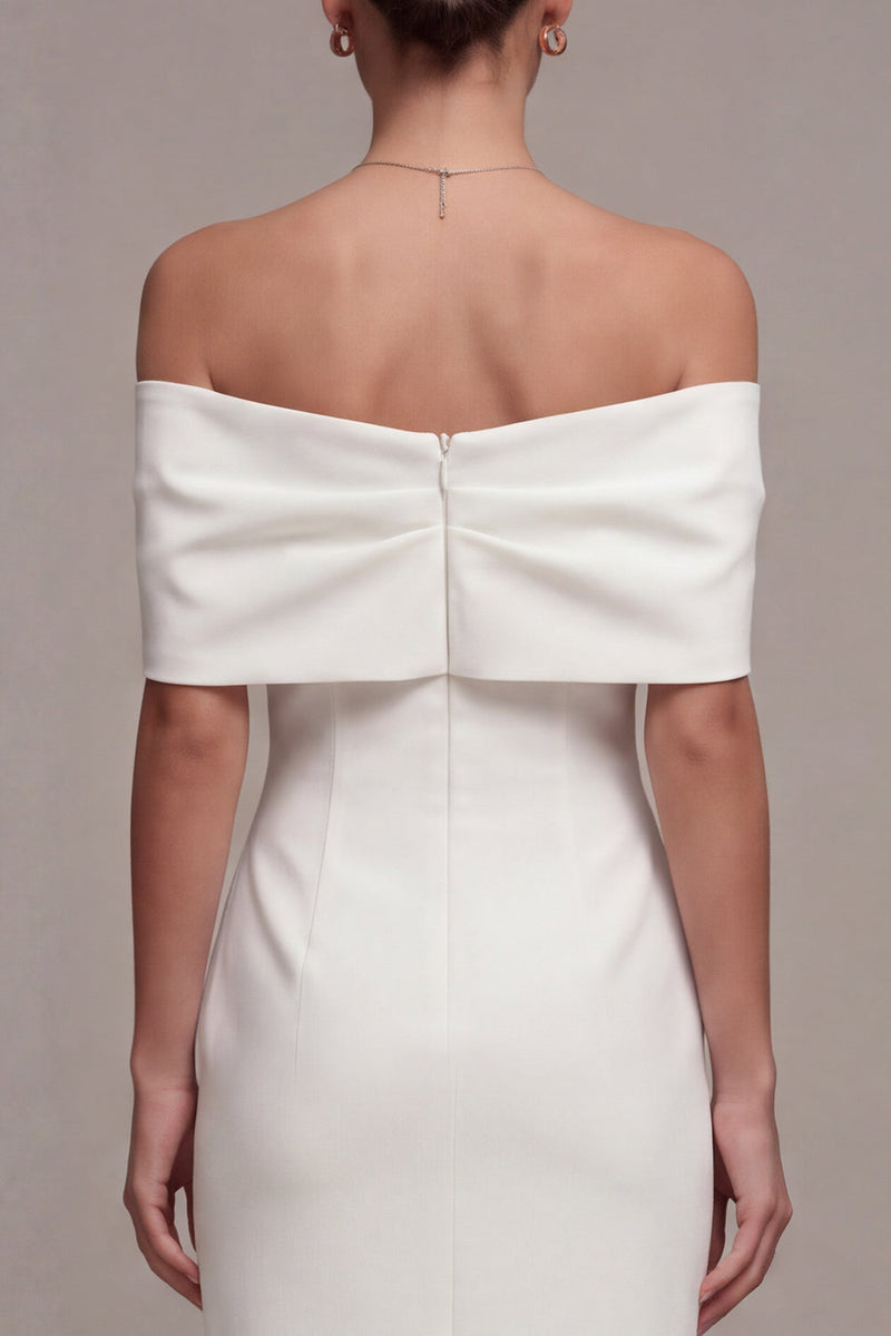 Load image into Gallery viewer, White Sheath Off the Shoulder Beach Maxi Bridal Shower Dress with Bow