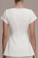 Load image into Gallery viewer, 2 Piece White Short Sleeves Bateau Neck Bridal Shower Dress