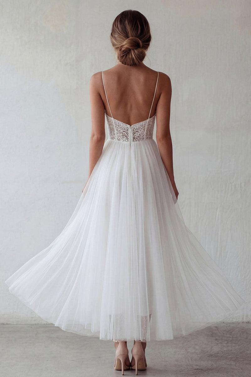 Load image into Gallery viewer, Floral White A Line Maxi Beach Bridal Shower Dress with Lace
