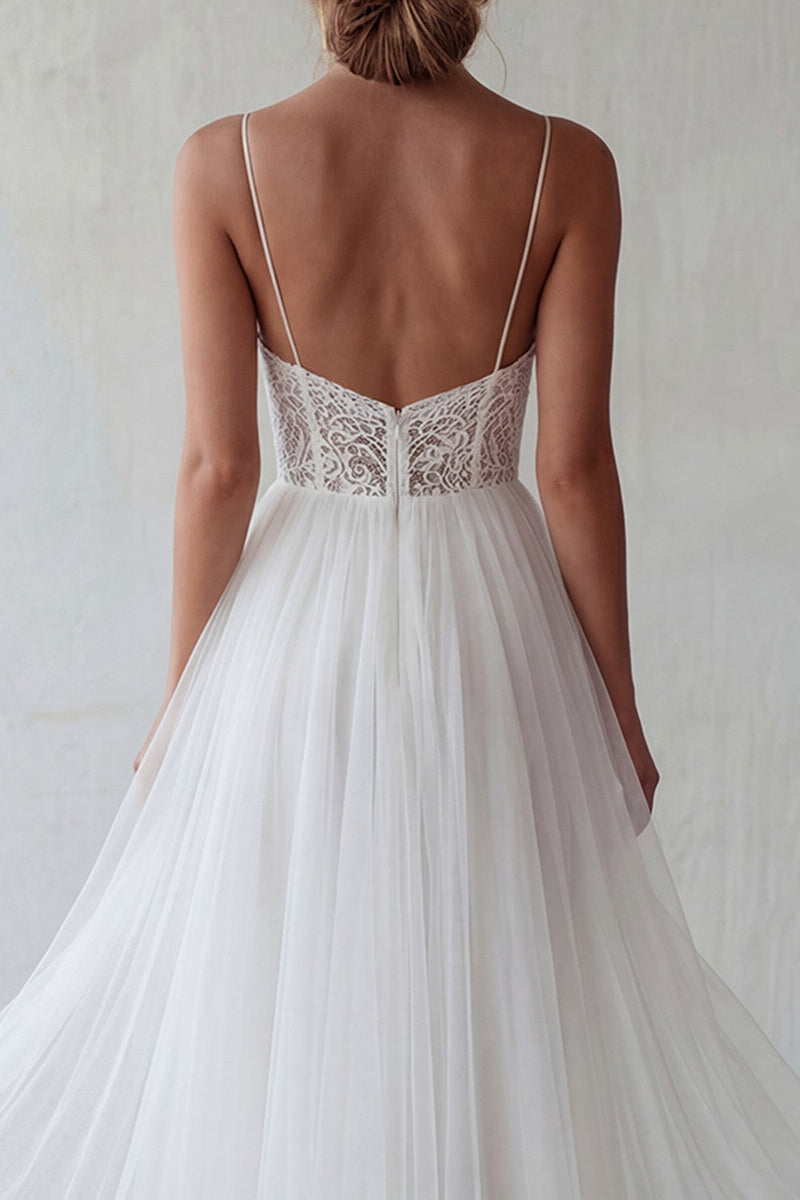 Load image into Gallery viewer, Floral White A Line Maxi Beach Bridal Shower Dress with Lace