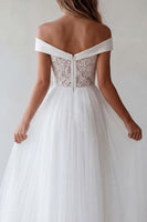 Load image into Gallery viewer, White A Line Floral Maxi Beach Bridal Shower Dress with Lace