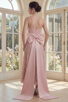 Load image into Gallery viewer, Sparkly Blush V-Neck Sequin A Line Corset Maxi Formal Dress with Bow