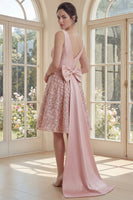 Load image into Gallery viewer, Sparkly Blush V-Neck A Line Short Sequin Ruched Homecoming Dress with Bow