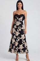 Load image into Gallery viewer, Light Blue Floral A Line Strapless Maxi Formal Dress with Ruffles