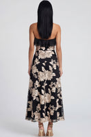 Load image into Gallery viewer, Light Blue Floral A Line Strapless Maxi Formal Dress with Ruffles