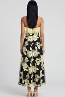 Load image into Gallery viewer, Light Blue Floral A Line Strapless Maxi Formal Dress with Ruffles