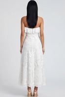 Load image into Gallery viewer, Light Blue Floral A Line Strapless Maxi Formal Dress with Ruffles