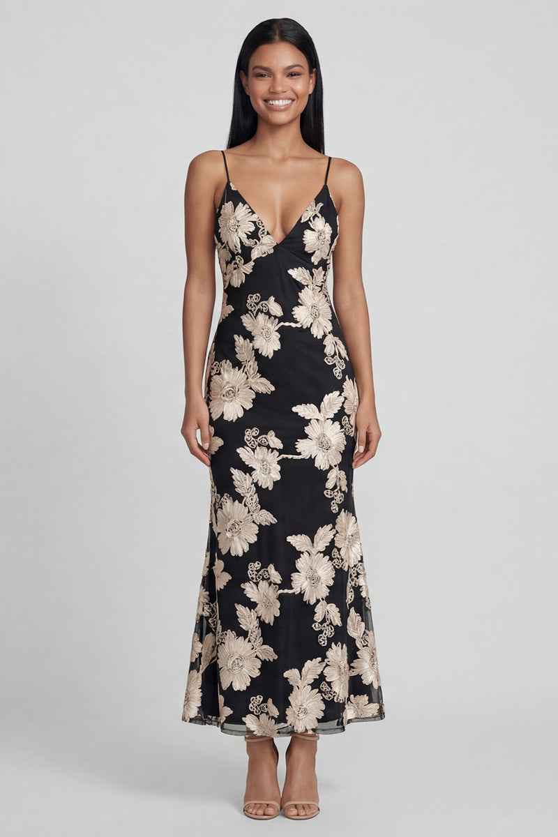 Load image into Gallery viewer, Sage Green Spaghetti Straps Mermaid Maxi Floral Formal Dress