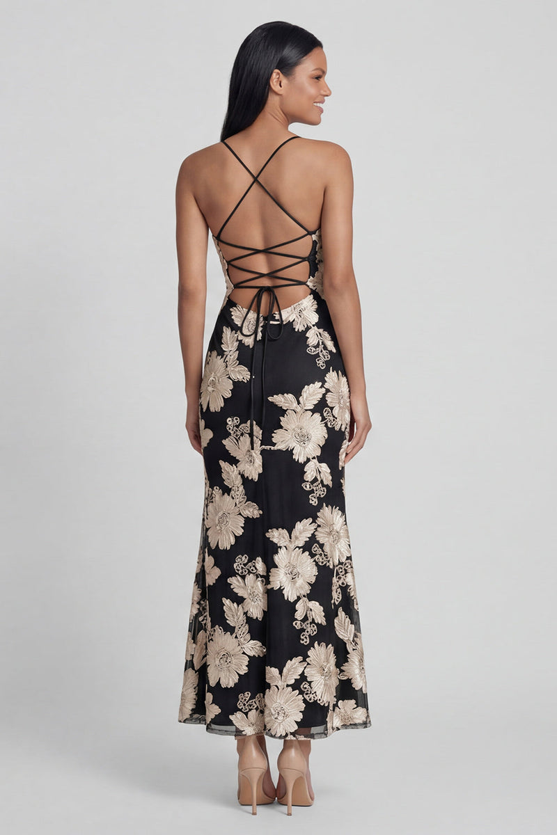 Load image into Gallery viewer, Sage Green Spaghetti Straps Mermaid Maxi Floral Formal Dress