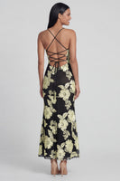 Load image into Gallery viewer, Sage Green Spaghetti Straps Mermaid Maxi Floral Formal Dress