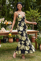 Load image into Gallery viewer, Sage Green Spaghetti Straps Mermaid Maxi Floral Formal Dress