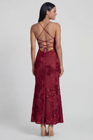 Load image into Gallery viewer, Sage Green Spaghetti Straps Mermaid Maxi Floral Formal Dress