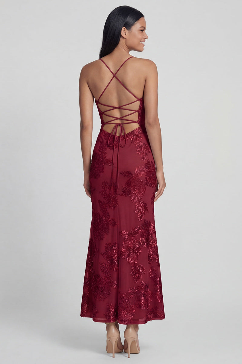 Load image into Gallery viewer, Sage Green Spaghetti Straps Mermaid Maxi Floral Formal Dress