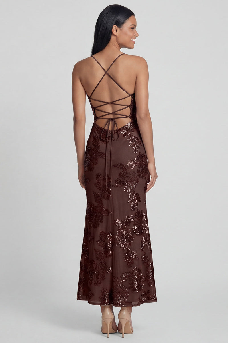 Load image into Gallery viewer, Sage Green Spaghetti Straps Mermaid Maxi Floral Formal Dress