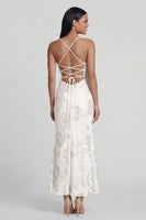 Load image into Gallery viewer, Sage Green Spaghetti Straps Mermaid Maxi Floral Formal Dress