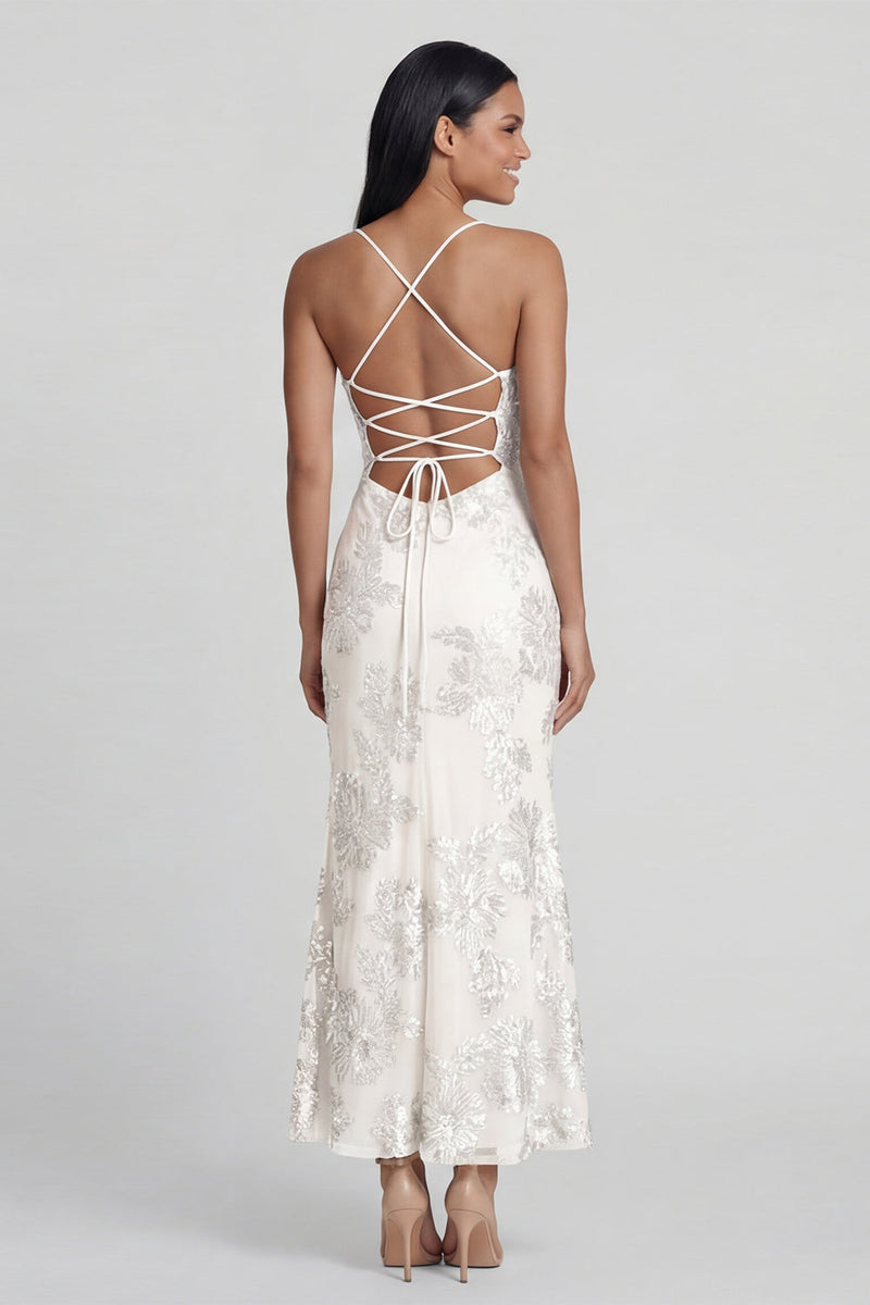 Load image into Gallery viewer, Sage Green Spaghetti Straps Mermaid Maxi Floral Formal Dress