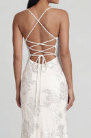 Load image into Gallery viewer, Sage Green Spaghetti Straps Mermaid Maxi Floral Formal Dress