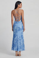 Load image into Gallery viewer, Sage Green Spaghetti Straps Mermaid Maxi Floral Formal Dress