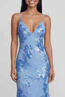 Load image into Gallery viewer, Sage Green Spaghetti Straps Mermaid Maxi Floral Formal Dress