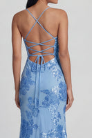 Load image into Gallery viewer, Sage Green Spaghetti Straps Mermaid Maxi Floral Formal Dress