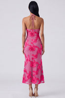 Load image into Gallery viewer, Blue Floral Mermaid Halter Maxi Formal Dress with Keyhole