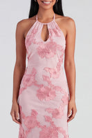 Load image into Gallery viewer, Blue Floral Mermaid Halter Maxi Formal Dress with Keyhole