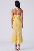 Load image into Gallery viewer, Blue Floral Mermaid Halter Maxi Formal Dress with Keyhole