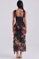 Load image into Gallery viewer, Ivory Floral Sheath Ruffled Long Corset Formal Dress with Bows