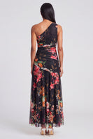 Load image into Gallery viewer, Ivory Floral One Shoulder A Line Ruched Long Formal Dress