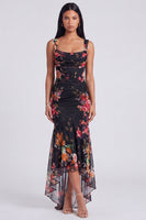 Load image into Gallery viewer, Ivory Floral Mermaid Ruched Long Corset Formal Dress