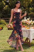 Load image into Gallery viewer, Ivory Floral Mermaid Ruched Long Corset Formal Dress