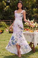 Load image into Gallery viewer, Ivory Floral Mermaid Ruched Long Corset Formal Dress