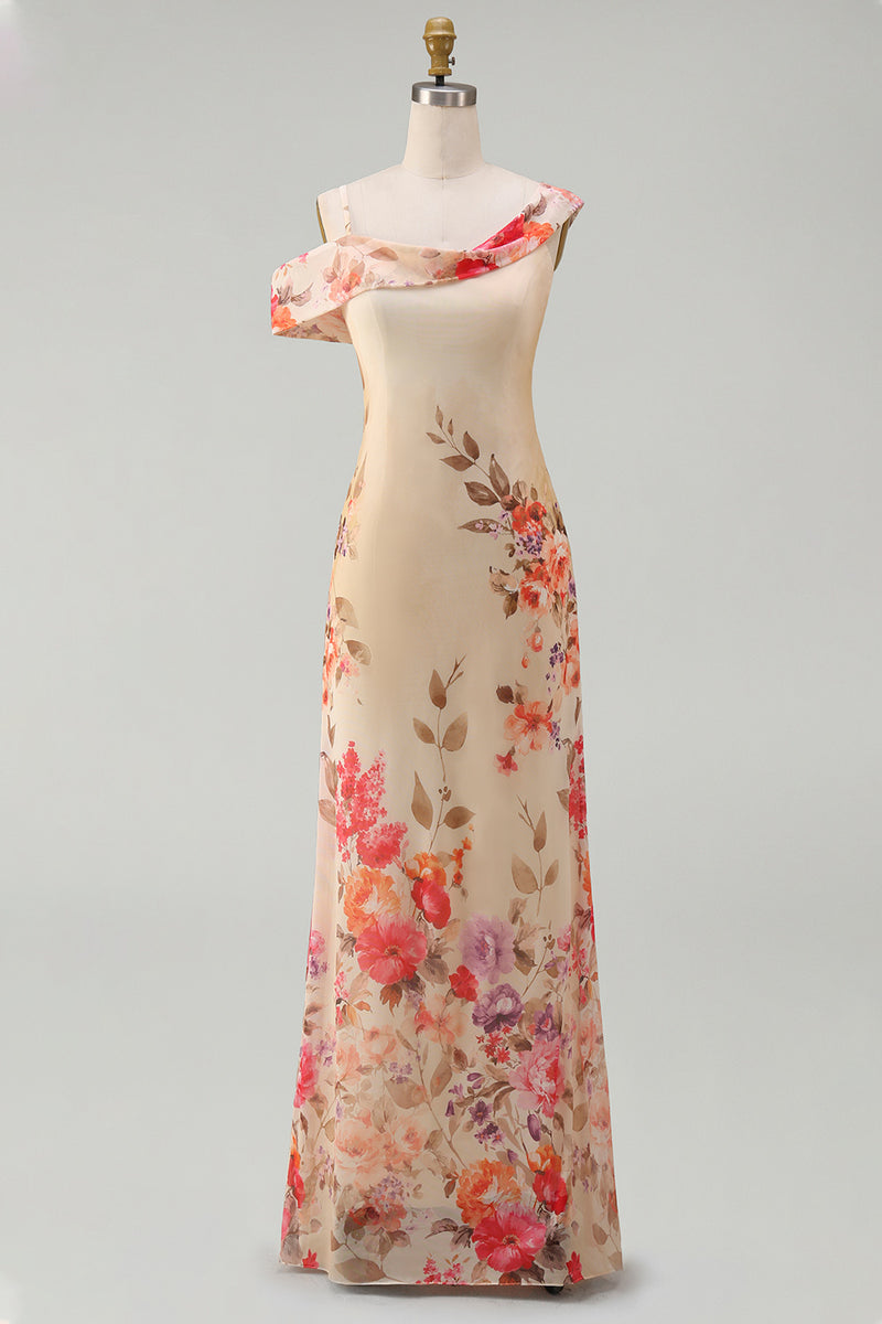 Load image into Gallery viewer, Ivory Floral Mermaid One Shoulder Maxi Formal Dress