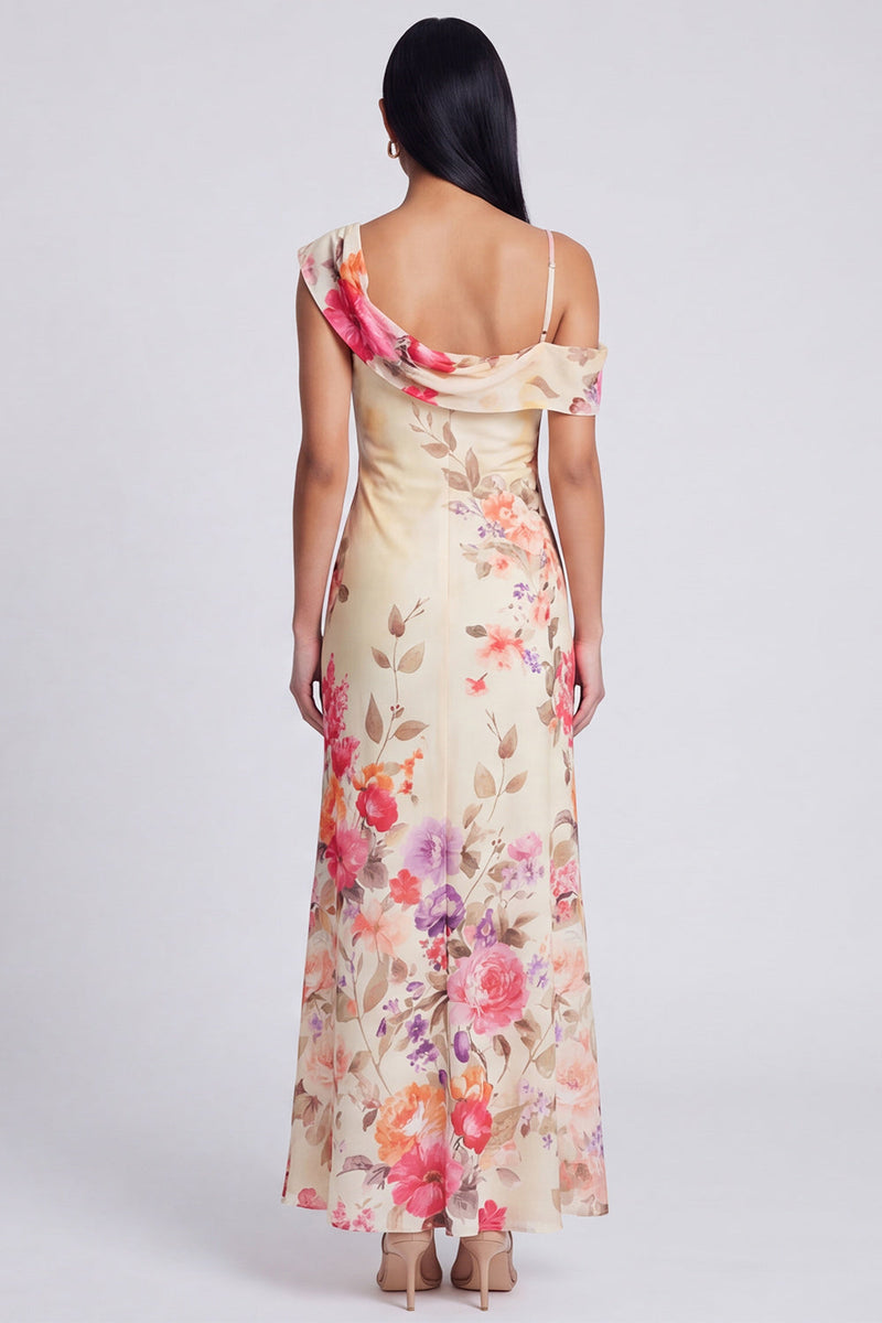 Load image into Gallery viewer, Ivory Floral Mermaid One Shoulder Maxi Formal Dress