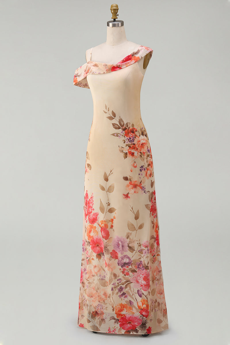 Load image into Gallery viewer, Ivory Floral Mermaid One Shoulder Maxi Formal Dress