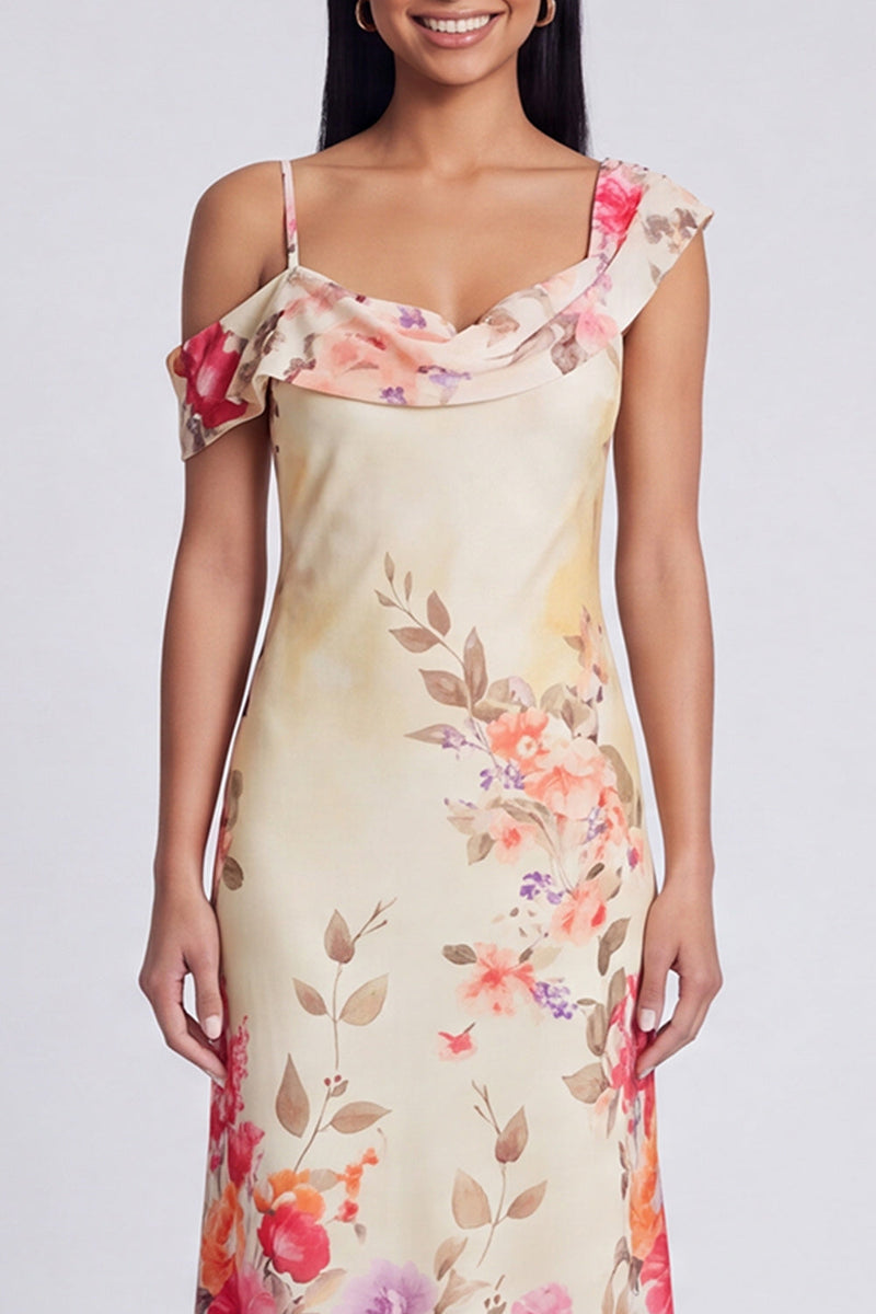 Load image into Gallery viewer, Ivory Floral Mermaid One Shoulder Maxi Formal Dress