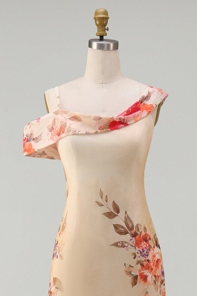 Load image into Gallery viewer, Ivory Floral Mermaid One Shoulder Maxi Formal Dress