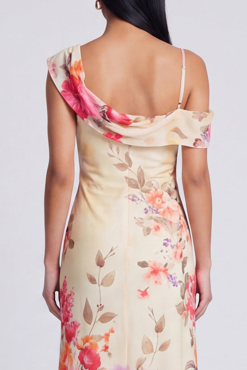 Load image into Gallery viewer, Ivory Floral Mermaid One Shoulder Maxi Formal Dress