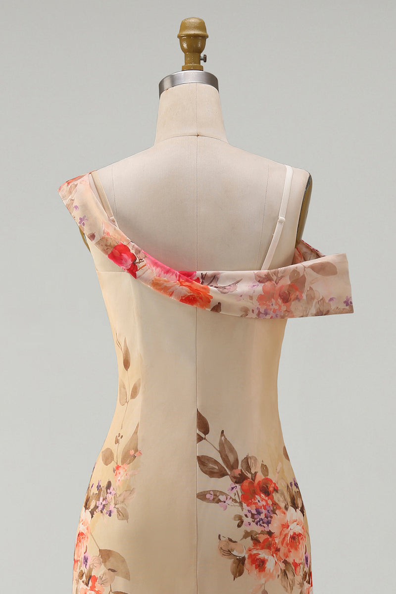 Load image into Gallery viewer, Ivory Floral Mermaid One Shoulder Maxi Formal Dress