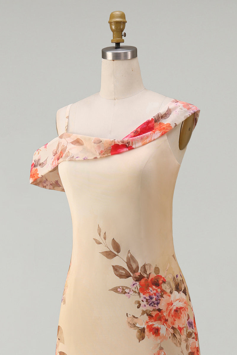 Load image into Gallery viewer, Ivory Floral Mermaid One Shoulder Maxi Formal Dress