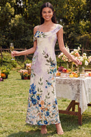 Load image into Gallery viewer, Ivory Floral Mermaid One Shoulder Maxi Formal Dress