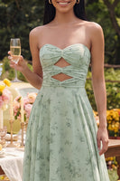 Load image into Gallery viewer, Dusty Sage A Line Maxi Formal Dress with Keyhole