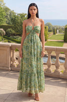 Load image into Gallery viewer, Dusty Green Halter Cut Out A Line Maxi Formal Dress