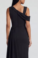 Load image into Gallery viewer, Black Ruched One Shoulder Long Sheath Formal Dress with Side Cape