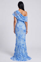 Load image into Gallery viewer, Yellow Floral Butter Ruched One Shoulder Long Mermaid Formal Dress
