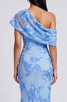 Load image into Gallery viewer, Yellow Floral Butter Ruched One Shoulder Long Mermaid Formal Dress