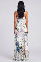 Load image into Gallery viewer, Ivory Floral Strapless Ruched Long A Line Formal Dress with Slit